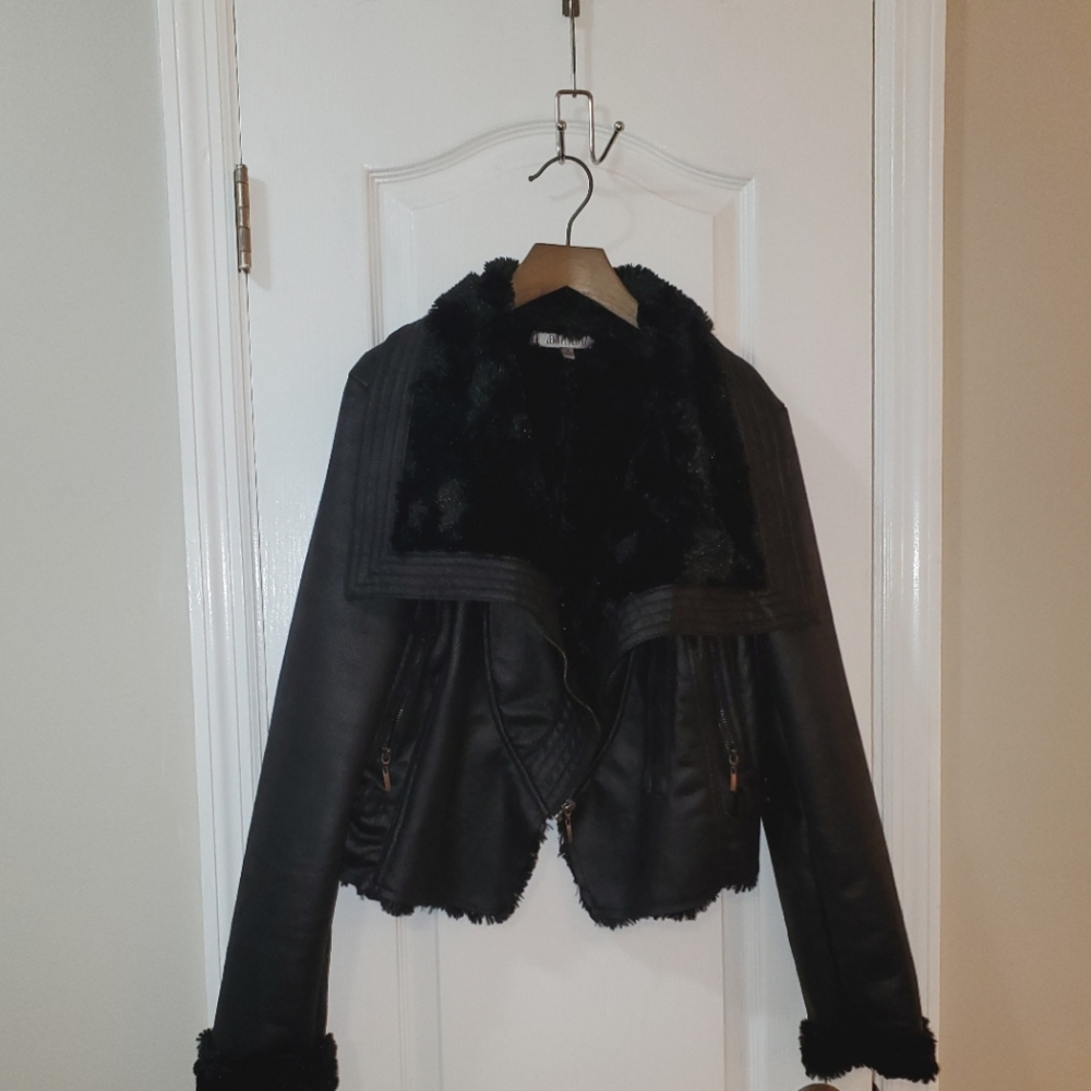 Jennifer Lopez Faux Fur Black Jacket
